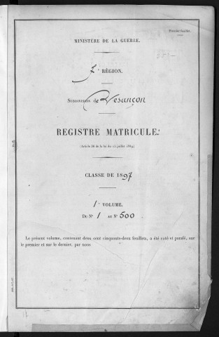 Volume 1, nos 1 à 500