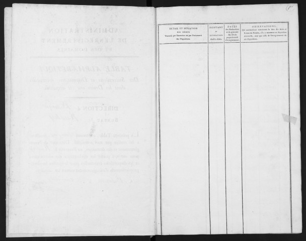 Table des successions acquittées